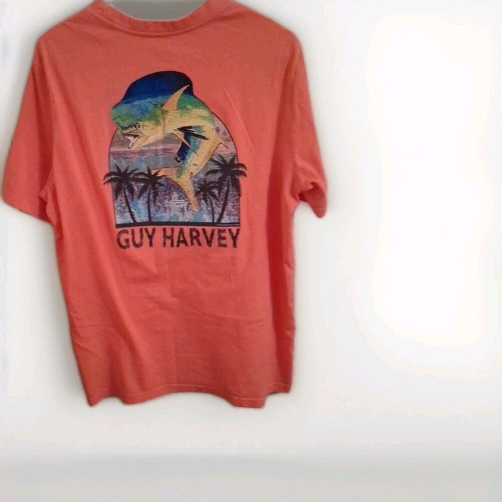 Guy Harvey Mahi Fish Nature Art Graphic Pocket T Shirt Large Vintage